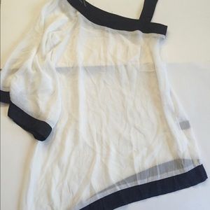 Charlotte Russe asymmetrical xs back & white top
